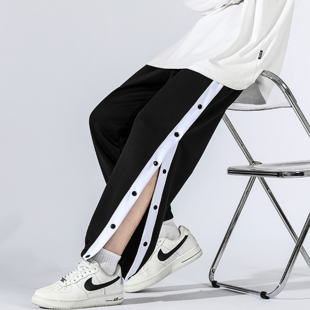 Quần Dài Buttons Pants, Quần Dáng Rộng Unisex Ống Xuông Cạp Chun Phối Cúc Bấm