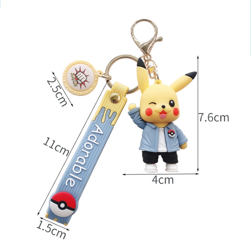 Pokemon PVC Pikachu Keyring Hoạt hình dễ thương Pokemon Keyring