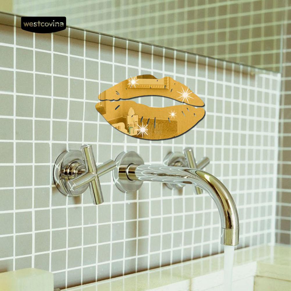 Sticker dán tường hình môi tráng gương để trang trí nhà