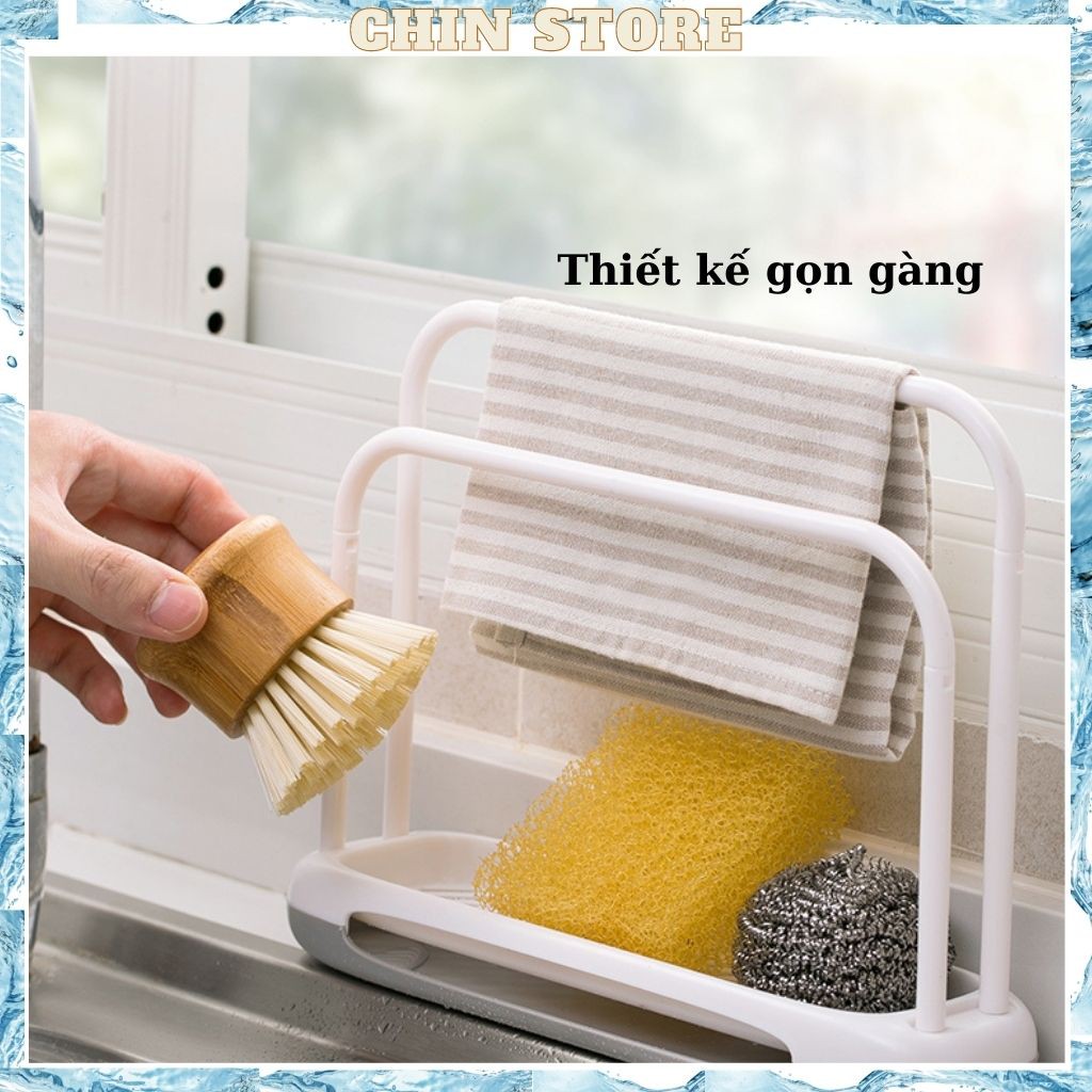 Kệ để đồ rửa bát nhà bếp có thanh treo khăn tiện dụng , thoát nước nhanh 25*7*19.8cm