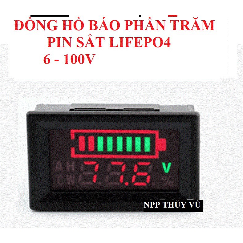 Đồng hồ báo phần trăm pin sắt LifePO4- vôn kế DC