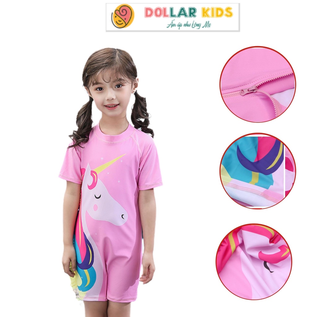 Bộ Đồ Bơi Cho Bé Gái Dollarkids In hình ngựa Unicor màu Hồng Dễ Thương