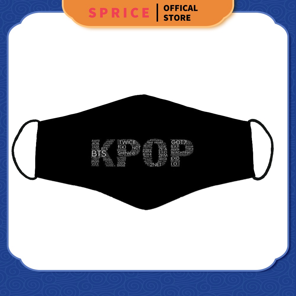 Khẩu Trang Vải Hàn Quốc In Hình Kpop 2 SPRICE Vải Poly Cotton 100%, Ngăn Bụi Mịn, Kháng Khuẩn, 2021 Bảo Vệ Toàn Diện