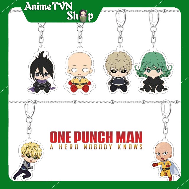 Móc khoá Mica dây xịn anime One punch man (Thánh phồng tôm) - Nhựa Cứng Acrylic In 2 mặt sắc nét ( ảnh thật )