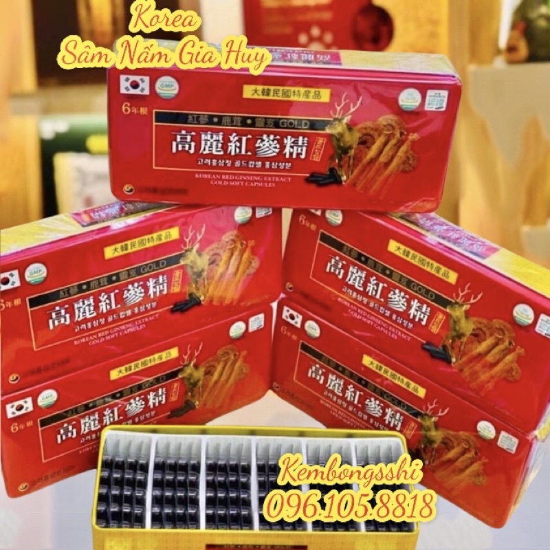 [DATE MỚI] Viên Đạm Tổng Hợp Hồng Sâm Nhung Linh Chi Đỏ Gold, Hộp 120 viên