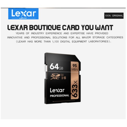 Thẻ Nhớ SDHC 64GB Lexar Professional U1 633x 95MB/S - Dành Cho Máy Ảnh (Nhậu Khẩu) | BigBuy360 - bigbuy360.vn