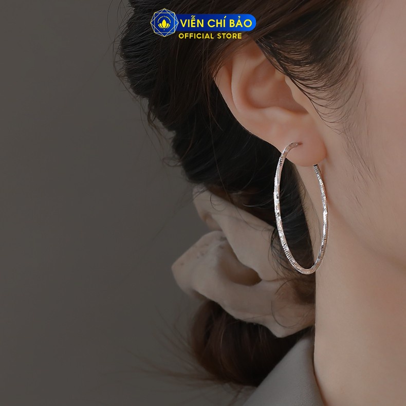 Bông tai bạc nữ Tròn Trơn cá tính 5cm trơn chất liệu bạc 925 thời trang phụ kiện trang sức nữ Viễn Chí Bảo B400364x