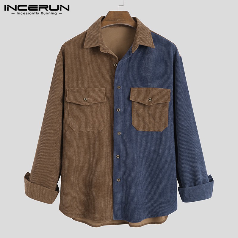 Áo sơ mi INCERUN tay dài phong cách vintage thời trang cho nam | BigBuy360 - bigbuy360.vn