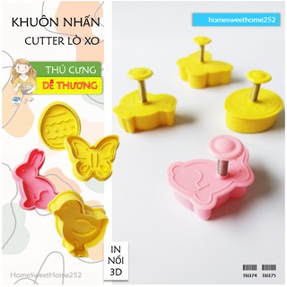 Khuôn nhấn bánh cookie cutter khuôn lò xo in nổi 3D gà con