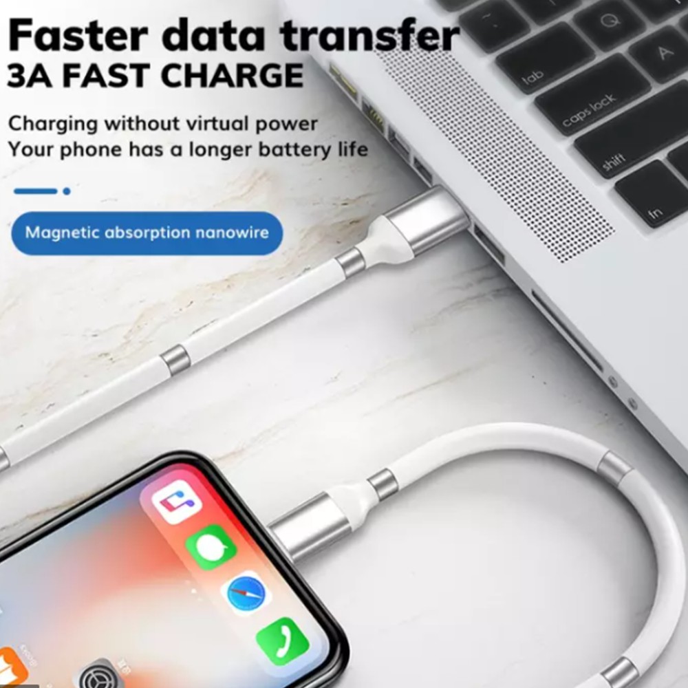 Dây cáp sạc Topk AN07 đầu nam châm truyền dữ liệu sạc nhanh có thể thu vào chống rối,dành cho iphone,android
