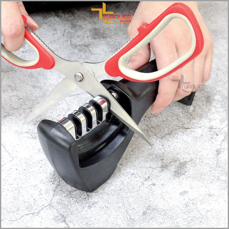 Dụng cụ máy đá mài dao kéo 3 cấp độ TUANLIENSHOP, mài dao nhanh bén tiện dụng