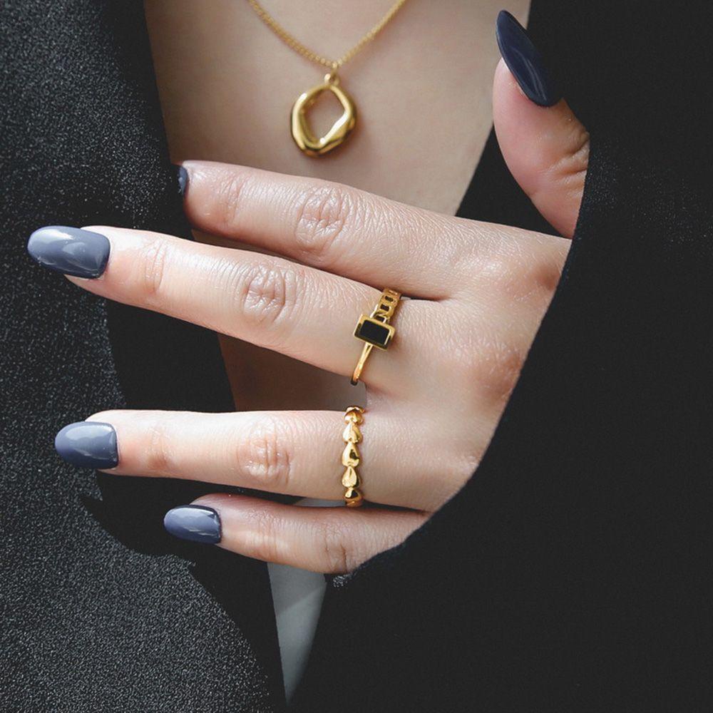 Nhẫn Thép Titan Không Đối Xứng Đơn Giản Phong Cách Hàn Quốc Cho Nam