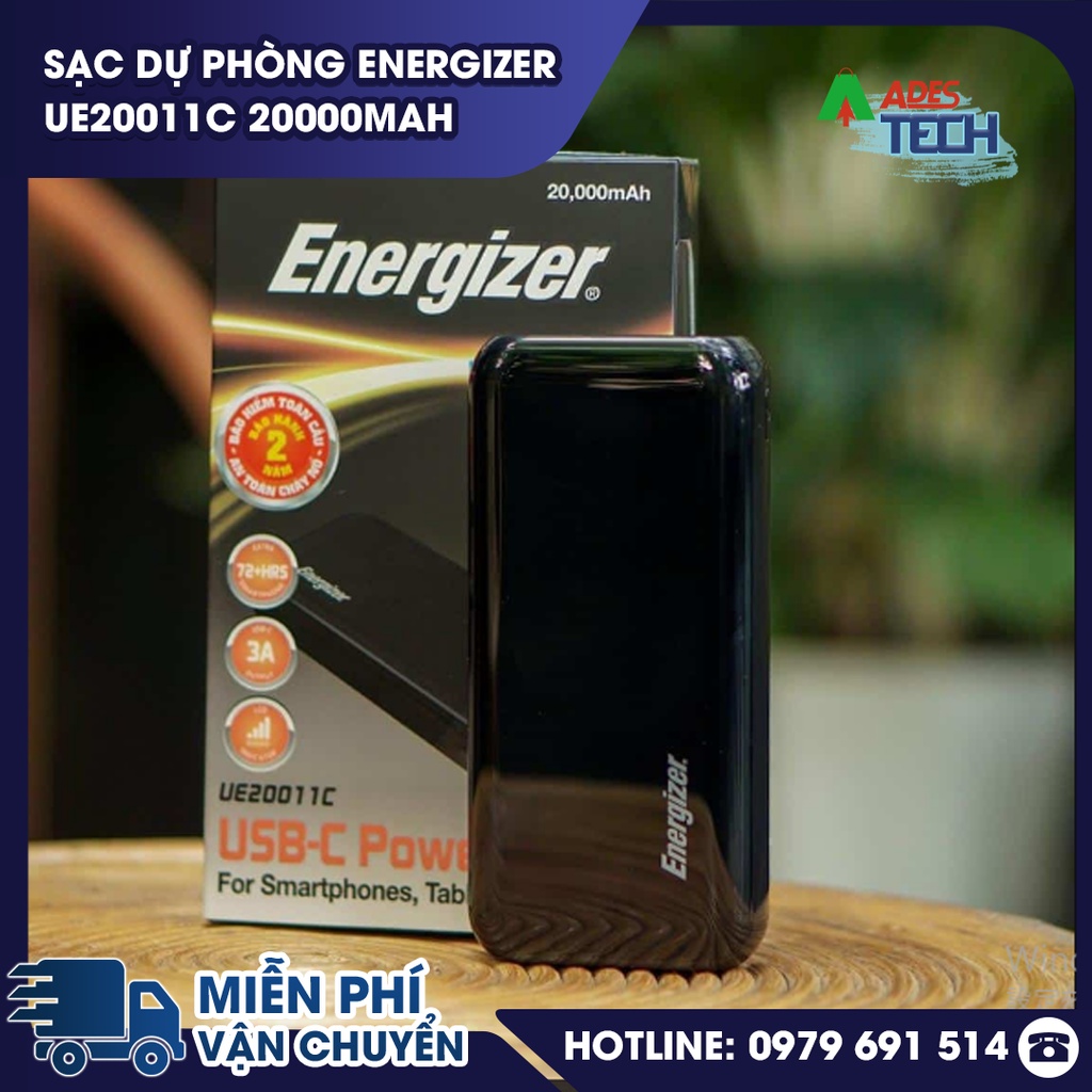 Sạc dự phòng Energizer UE20011C 20000mAh | Tích hợp 3 cổng outputs và 2 cổng inputs | Hàng chính hãng |Bảo hành 24th
