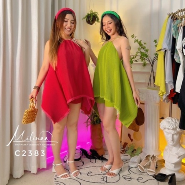 SÉT YẾM XẾP LI CÁNH DƠI VẢI CÁT HÀN SANG TRỌNG C2383