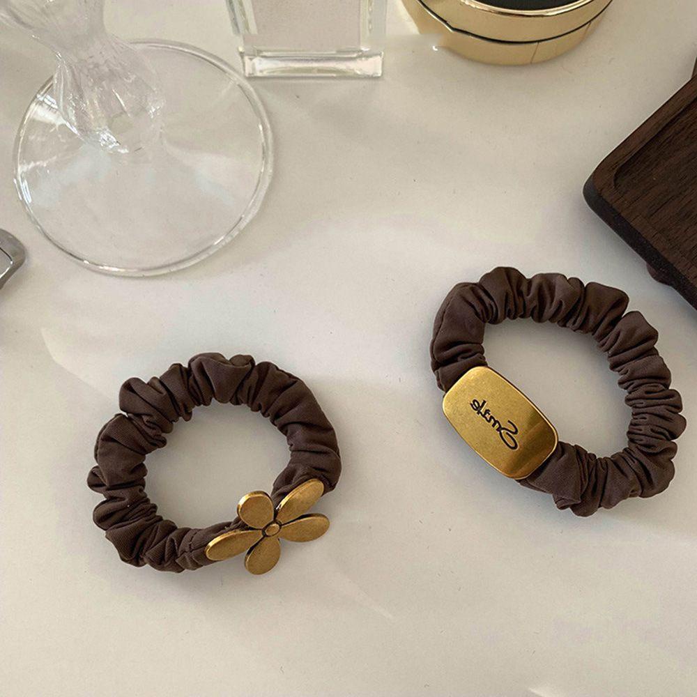 Dây Cột Tóc Co Giãn Đính Hoa Màu Ngà Đơn Giản Thời Trang Cho Nữ Giá Đỡ