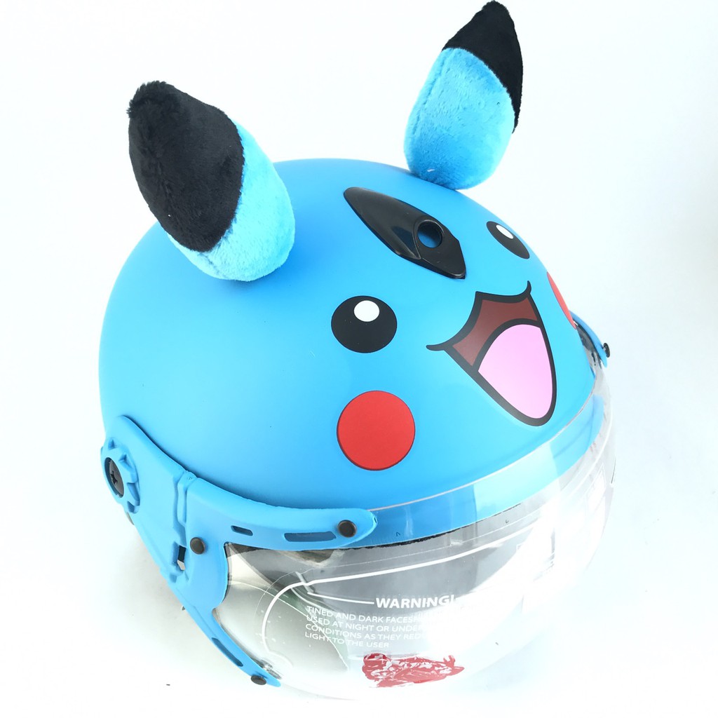 Mũ bảo hiểm trẻ em có kính V&amp;S Helmet hình Pikachu xanh dương