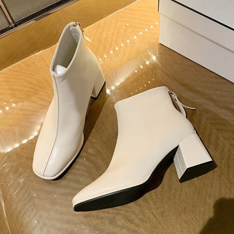 Giày bốt da mềm đế vuông 6inch chất lượng cao dành cho bạn nữ | BigBuy360 - bigbuy360.vn