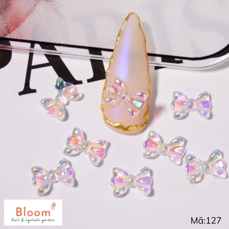 Set 8 charm nơ thuỷ tinh làm nail Hàn Quốc 2021