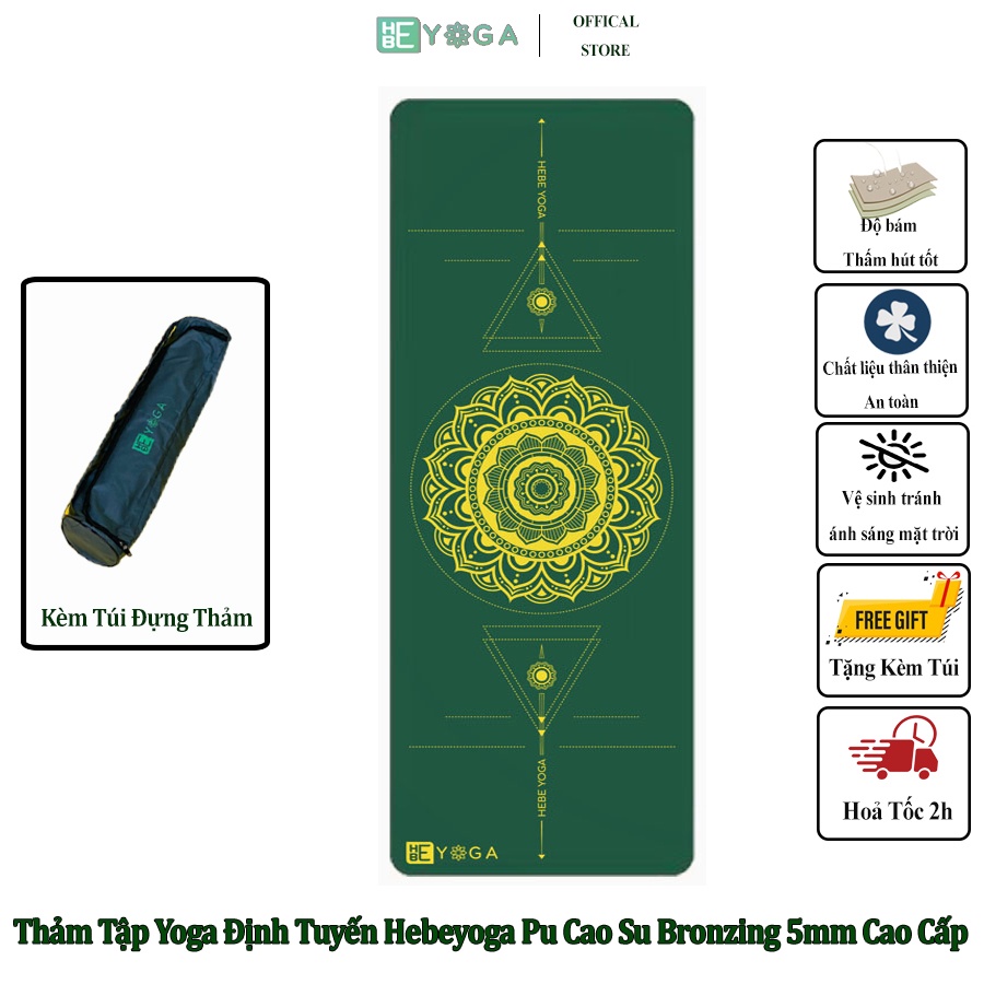 Thảm Tập Yoga Định Tuyến Hebeyoga Pu Cao Su Bronzing Mạ Vàng Bản Đặc Biệt 5mm Cao Cấp