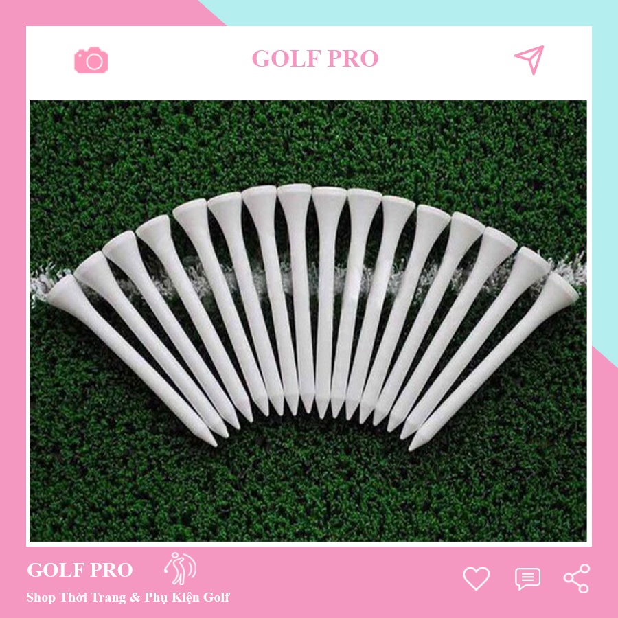 Tee golf gỗ dài màu trắng cứng cáp chắc chắn túi 10 chiếc TH002