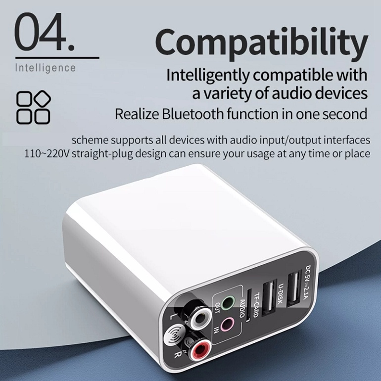 Bộ Thu Phát Bluetooth, Bộ Chuyển Đổi Âm Thanh Bluetooth 5.0, AUX 2 Trong 1 Cho TiVi Laptop Loa Tai Nghe Máy Tính Để Bàn