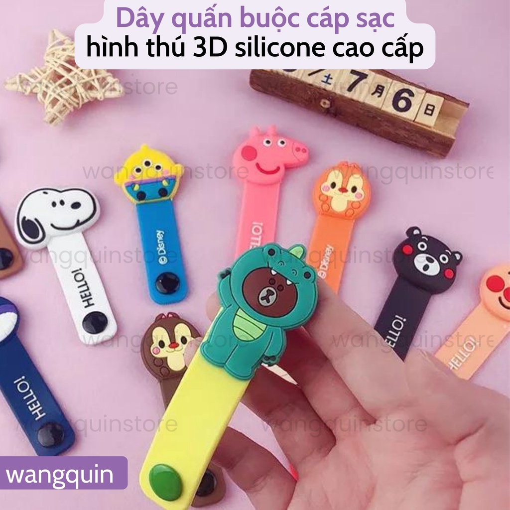 Dây Quấn Cáp Sạc Tai Nghe Hình Thú Siêu 3D Silicone cao cấp đủ kiểu chống rối gọn gàng
