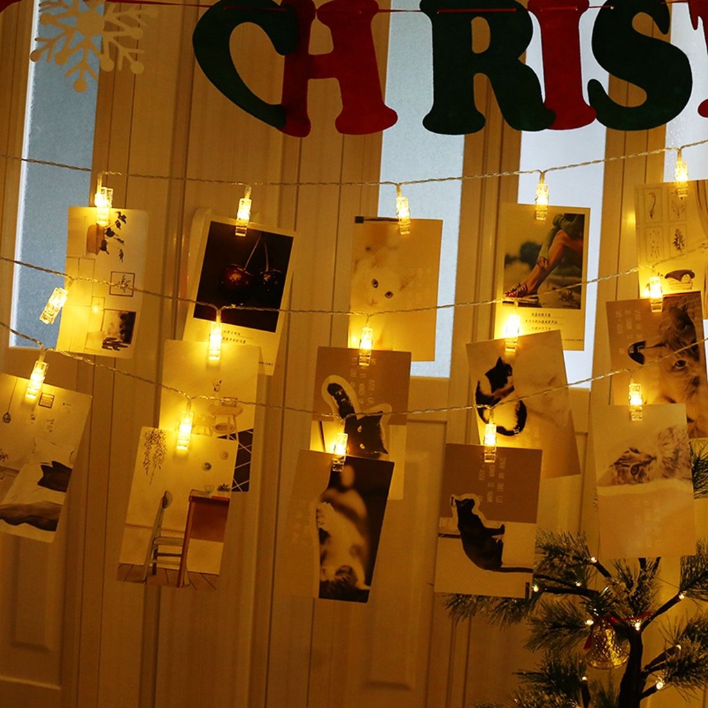 Dây Đèn Led 20 Bóng Có Kẹp Treo Ảnh Trang Trí Giáng Sinh