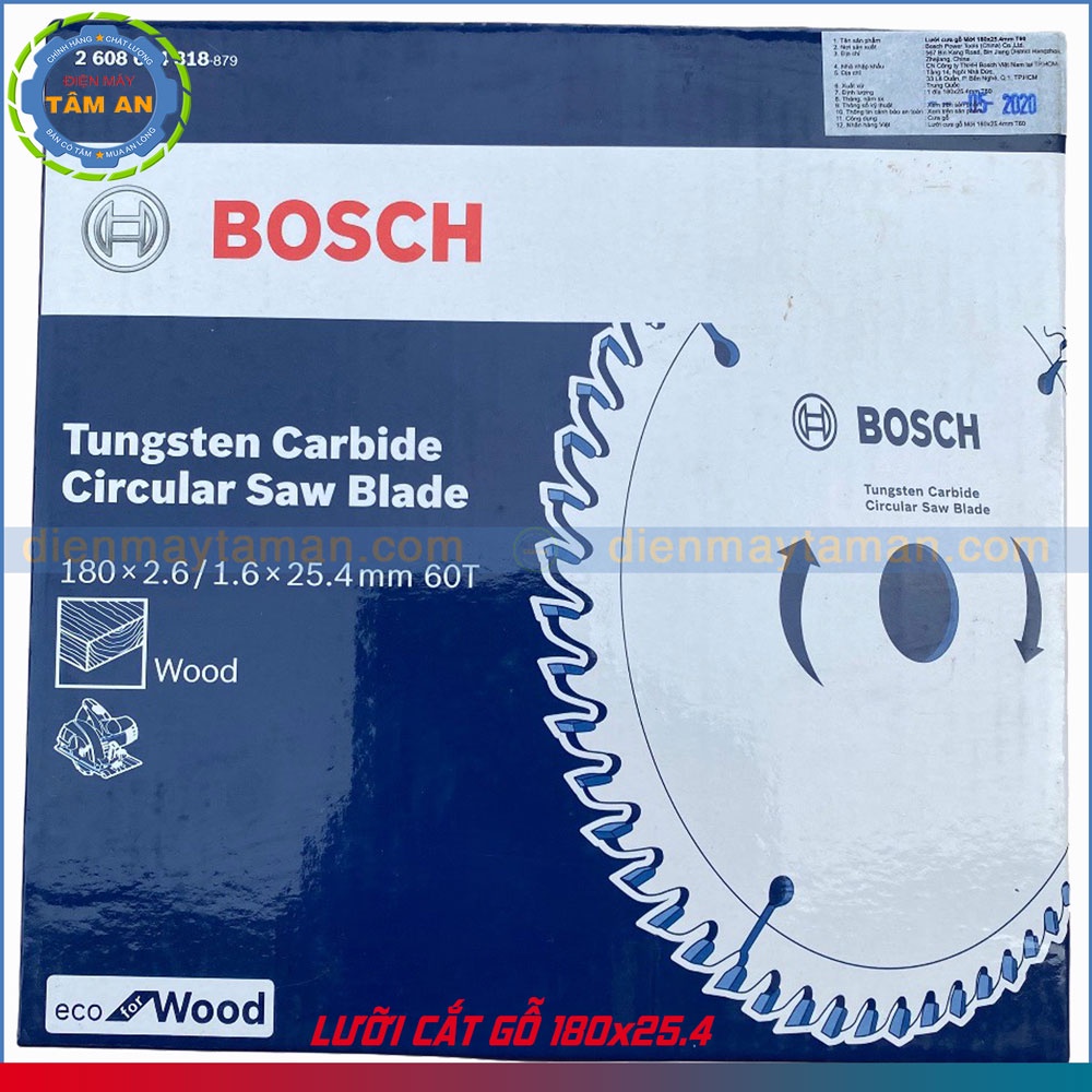 Lưỡi cưa gỗ 180mmx25,4mm BOSCH 60T 2608644318