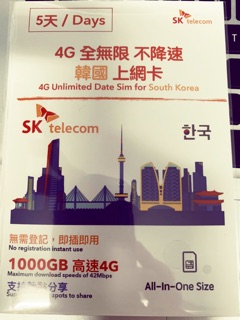 Sim 4G 5 ngày Hàn Quốc 1000GB