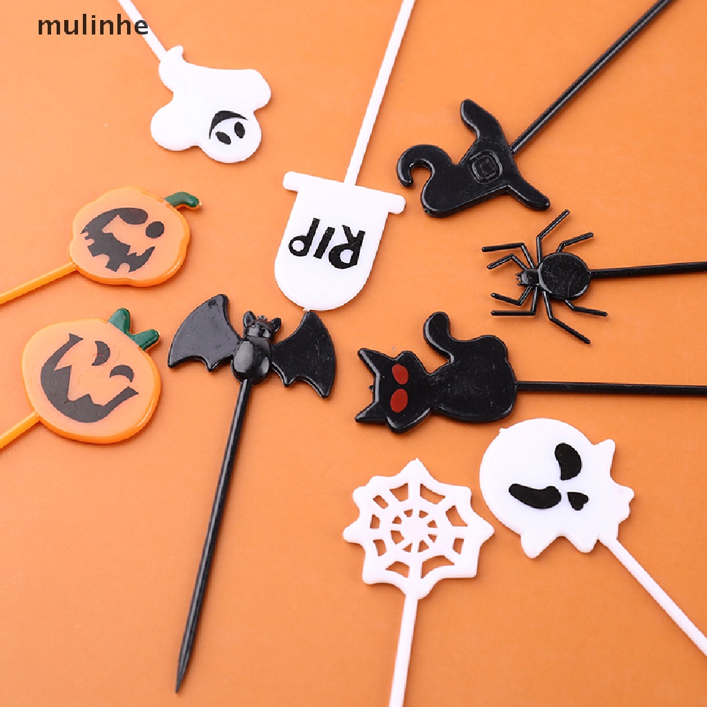 Set 10 Nĩa Ăn Trái Cây Họa Tiết Halloween Dễ Thương