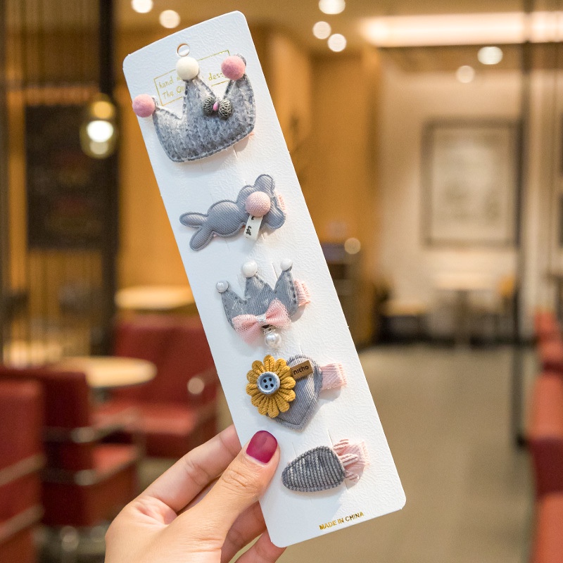 Set 5 Kẹp Tóc Hoạt Hình Xinh Xắn Cho Bé Gái