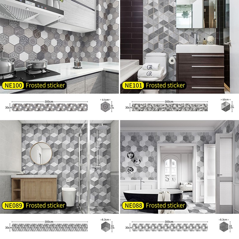 [30x300cm] Creative hexagon wallpaper, PVC self adhesive waterproof  kitchen oil proof sticker, ceramic tile sticker（NE088-101）