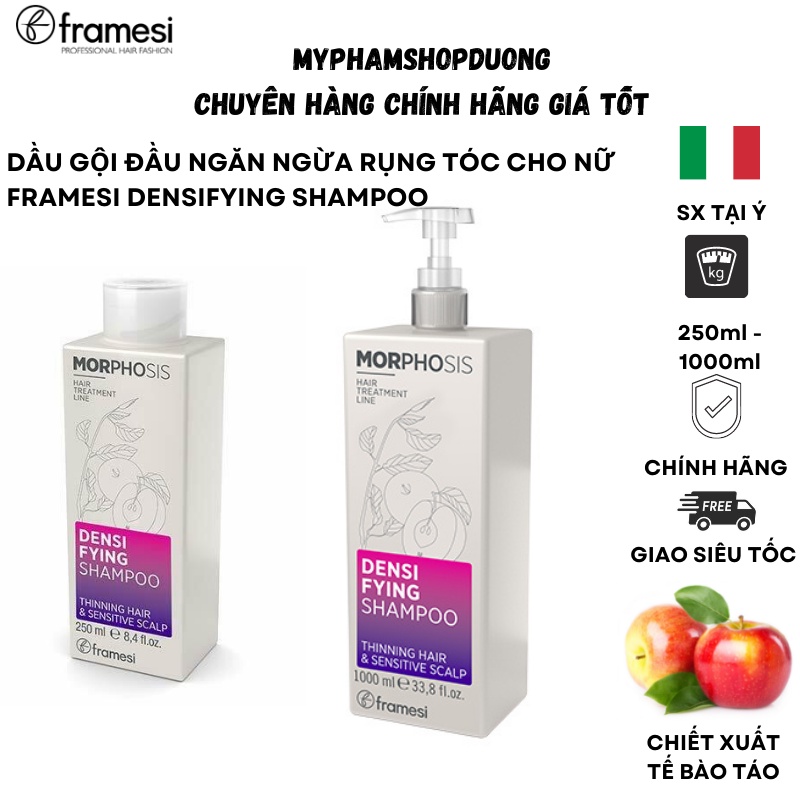 Dầu gội Framesi chống, giảm, ngăn ngừa rụng tóc kích mọc tóc Morphosis densifying shampoo dành cho nữ hoặc da dầu mỏng