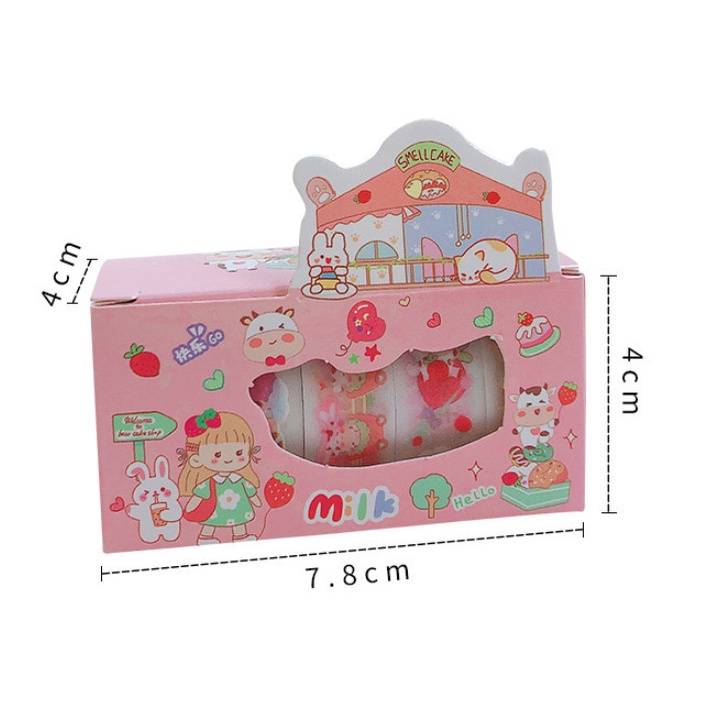 Washi Tape 5 Cuộn Băng Keo Trang Trí Sổ Lưu Niệm Siêu Cute