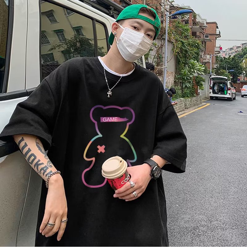 Áo Thun Nam Tay Ngắn Cổ Tròn Dáng Rộng Bằng Cotton Thời Trang Mùa Hè Kiểu Mới Cỡ S-3XL