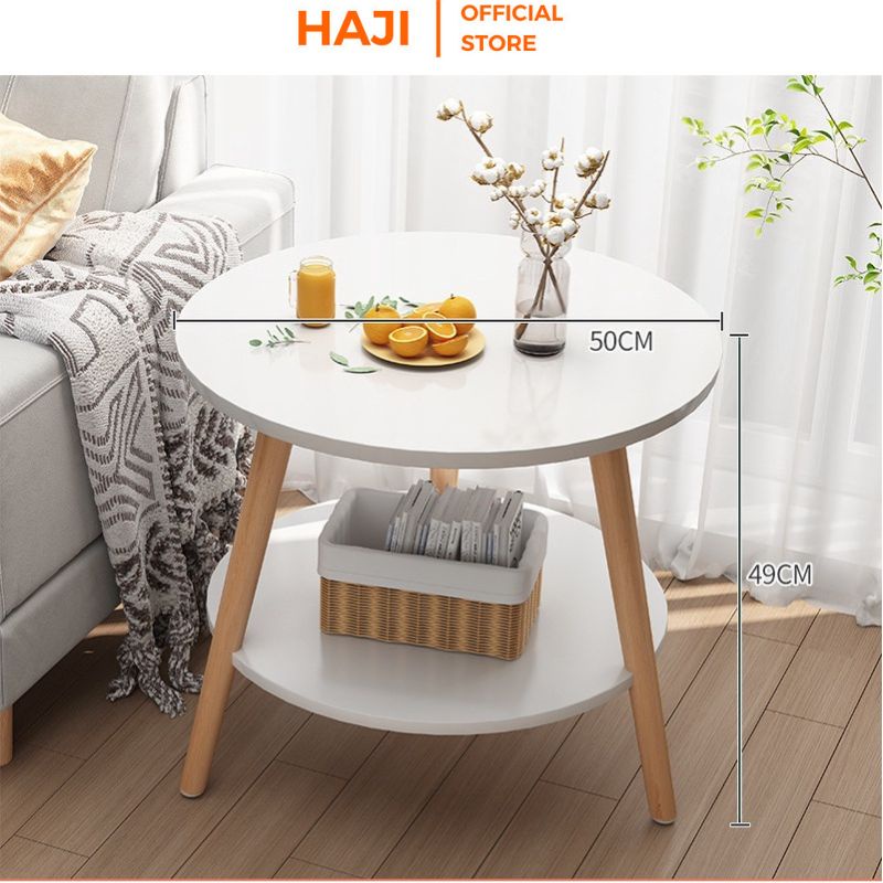 Bàn trà decor chân gỗ sồi chắc chắn phù hợp với mọi ghế sofa thương hiệu HAJI A54