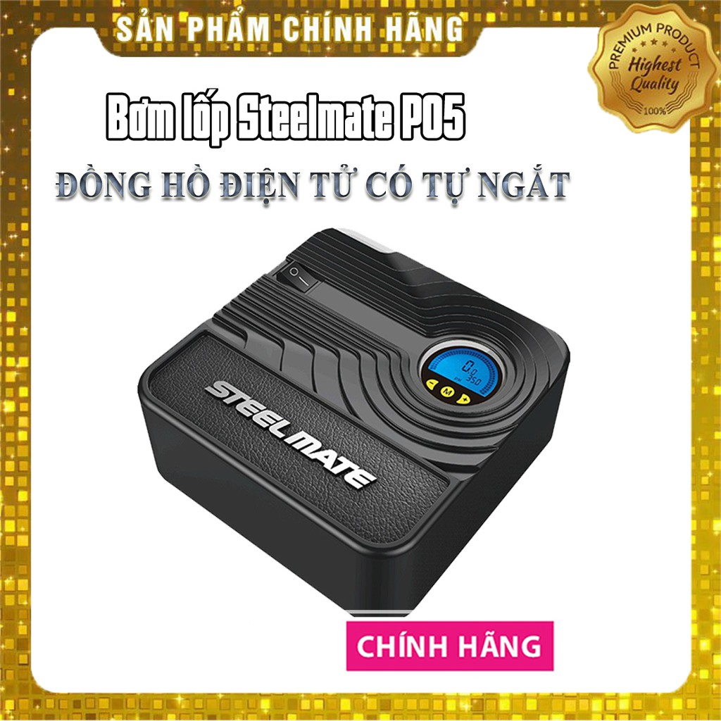 Bơm Lốp Ô tô Steel Mate P05 Chính Hãng Đồng Hồ Điện Tử Có Tự Ngắt