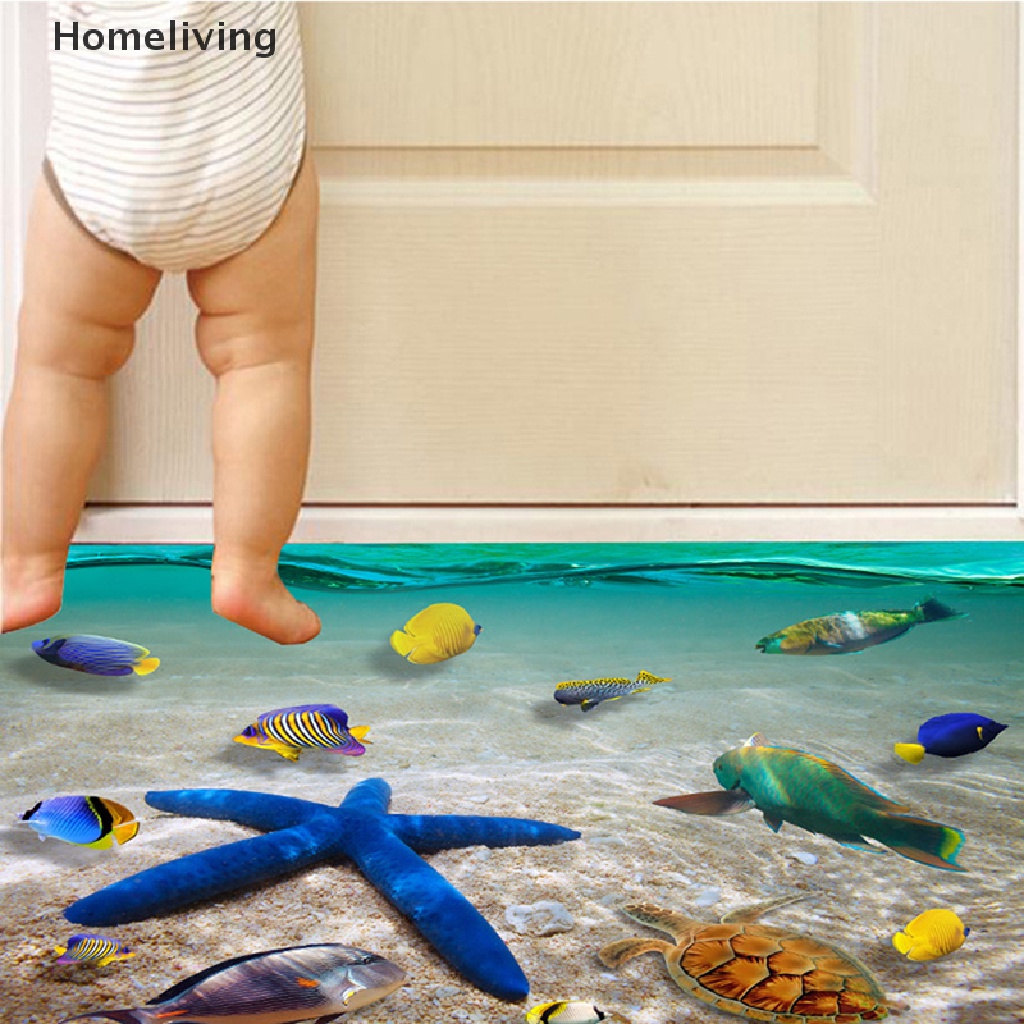 Miếng Dán Sàn Nhà Hình Cá Heo 3d Chống Thấm Nước Kích Thước 60 * 90cm