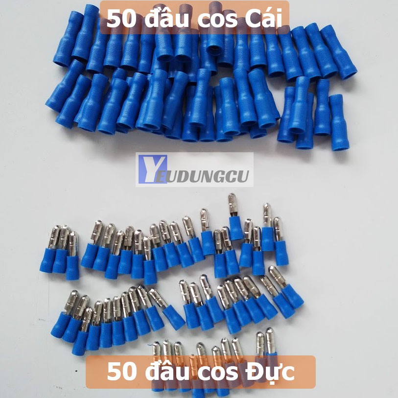 Đầu cos nối dây điện - Túi gồm 50 cặp Jack đực cái 4mm