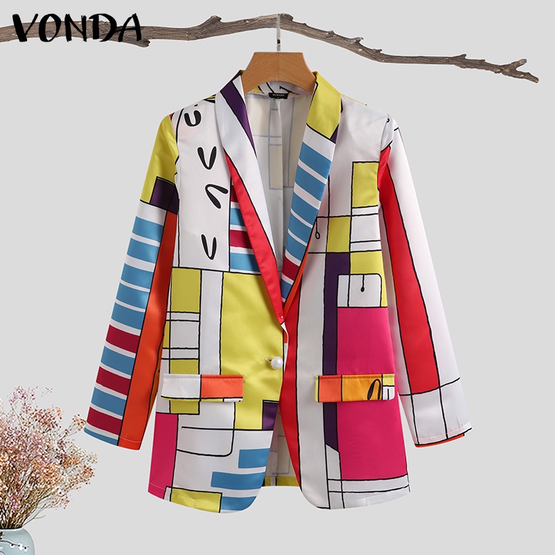 Blazer In Họa Tiết VONDA Cổ Bẻ Tay Dài Thường Ngày Cho Nữ | BigBuy360 - bigbuy360.vn