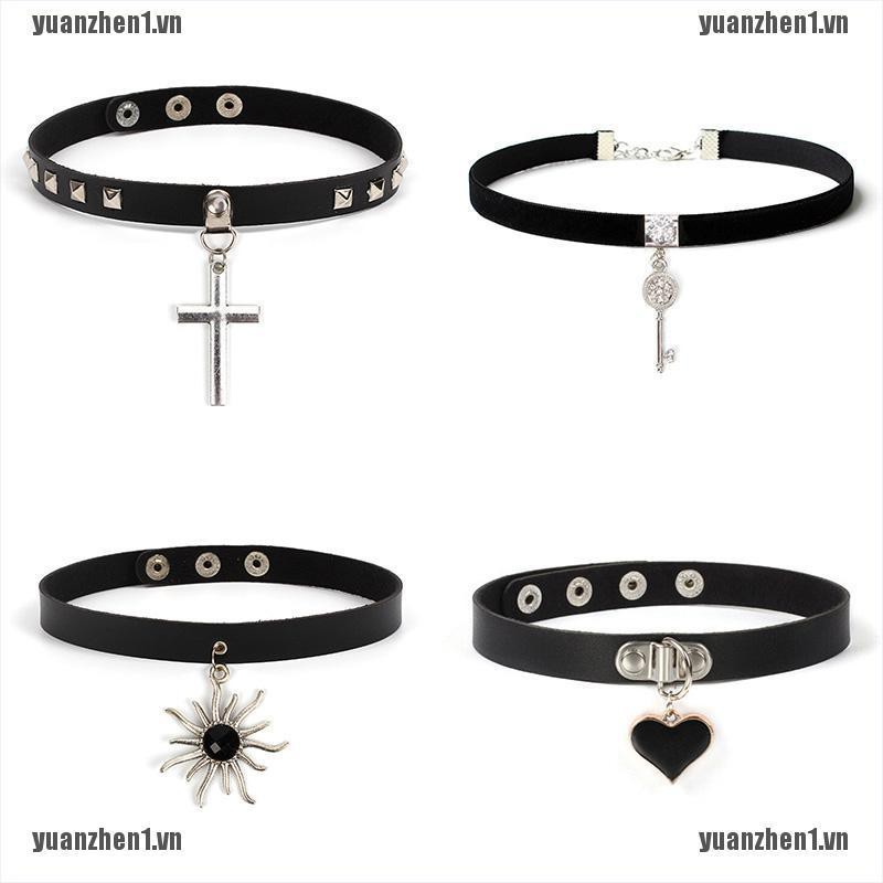 Vòng cổ Choker dây da PU phong cách Punk Gothic cá tính cho nữ