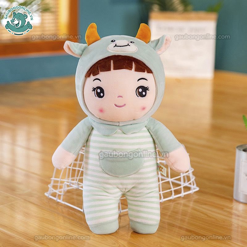 Búp Bê Baby Áo Kẻ | Búp bê nhồi bông siêu cute kích thước 35 cm hàng cao cấp