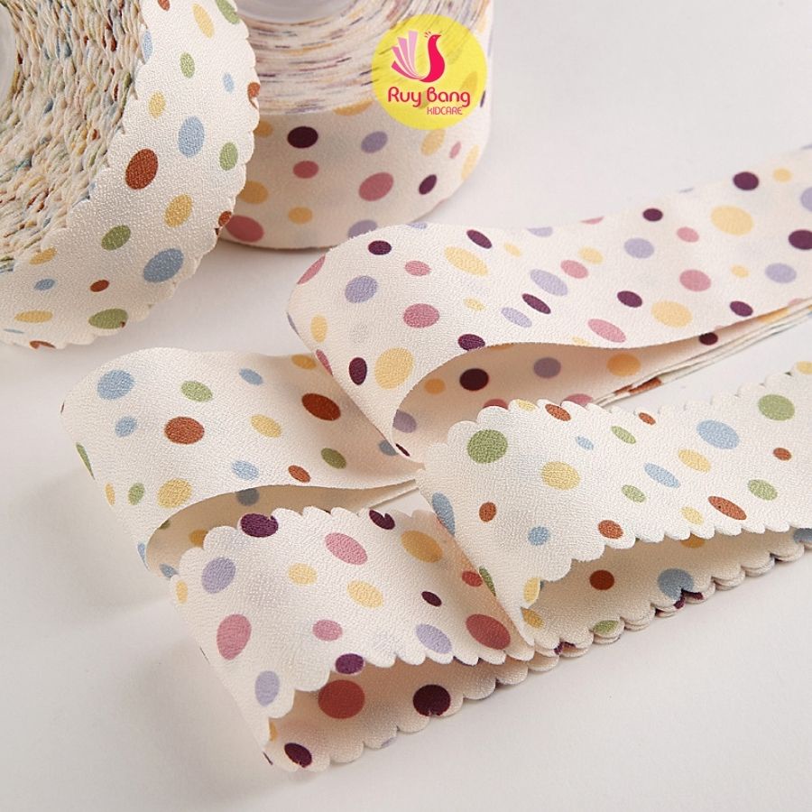 Ruy băng chấm bi HQ 38mm dùng làm nơ bờm, kẹp tóc RB2215