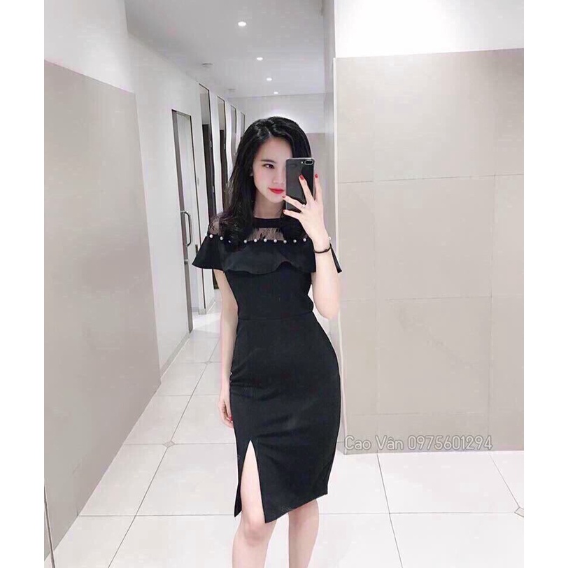 ĐẦM NỮ ÔM BODY CÁT HÀN PHỐI REN KẾT CƯỜM XẺ TÀ DỄ MẶC TÔN DÁNG CHO BẠN GÁI HÀNG MỚI