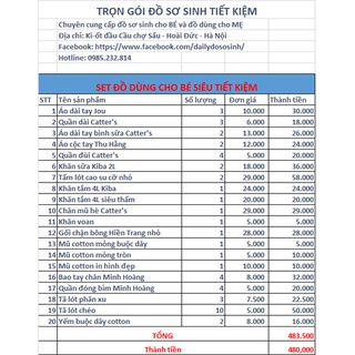 [Tặng bình sữa 0đ] Trọn gói đồ sơ sinh cho bé mã 480K