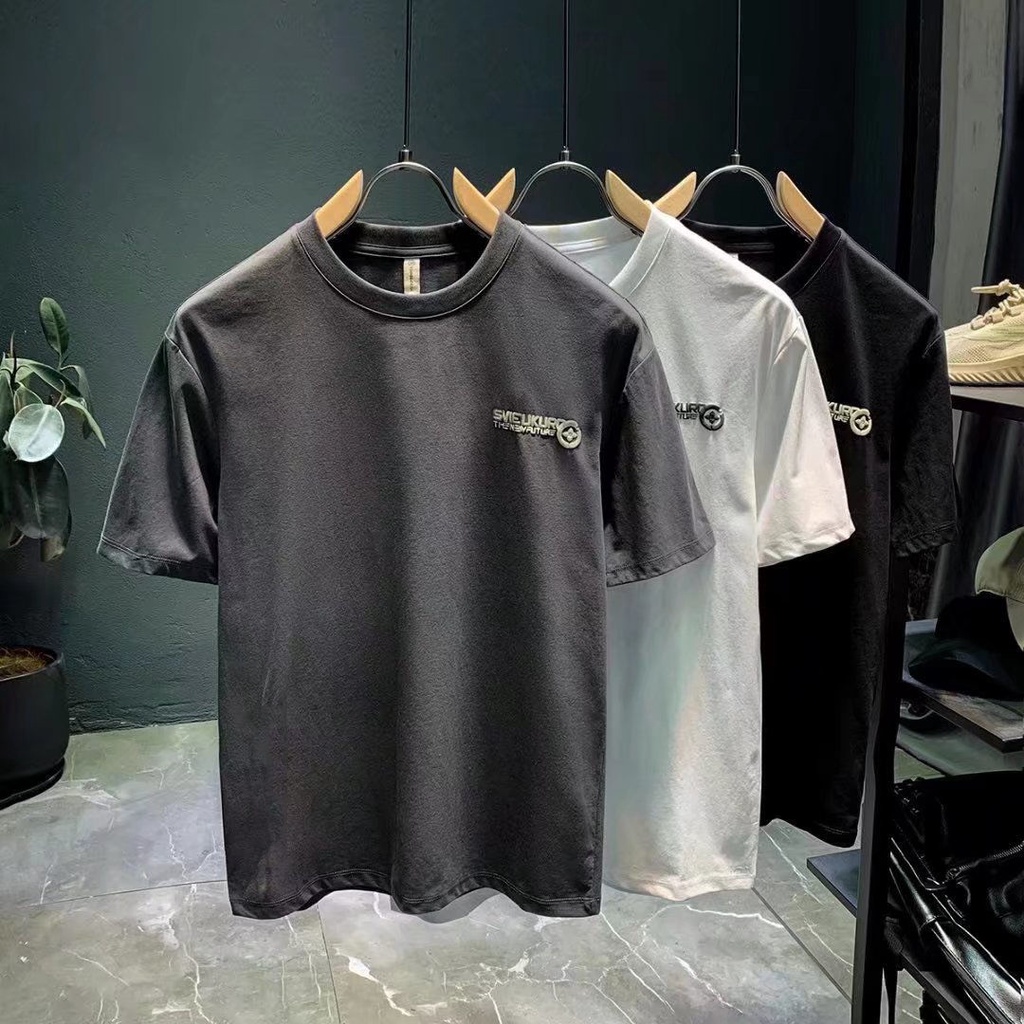 Áo Thun Cotton Ngắn Tay Dáng Rộng In Họa Tiết Cá Tính Dễ Phối Đồ Cho Nam