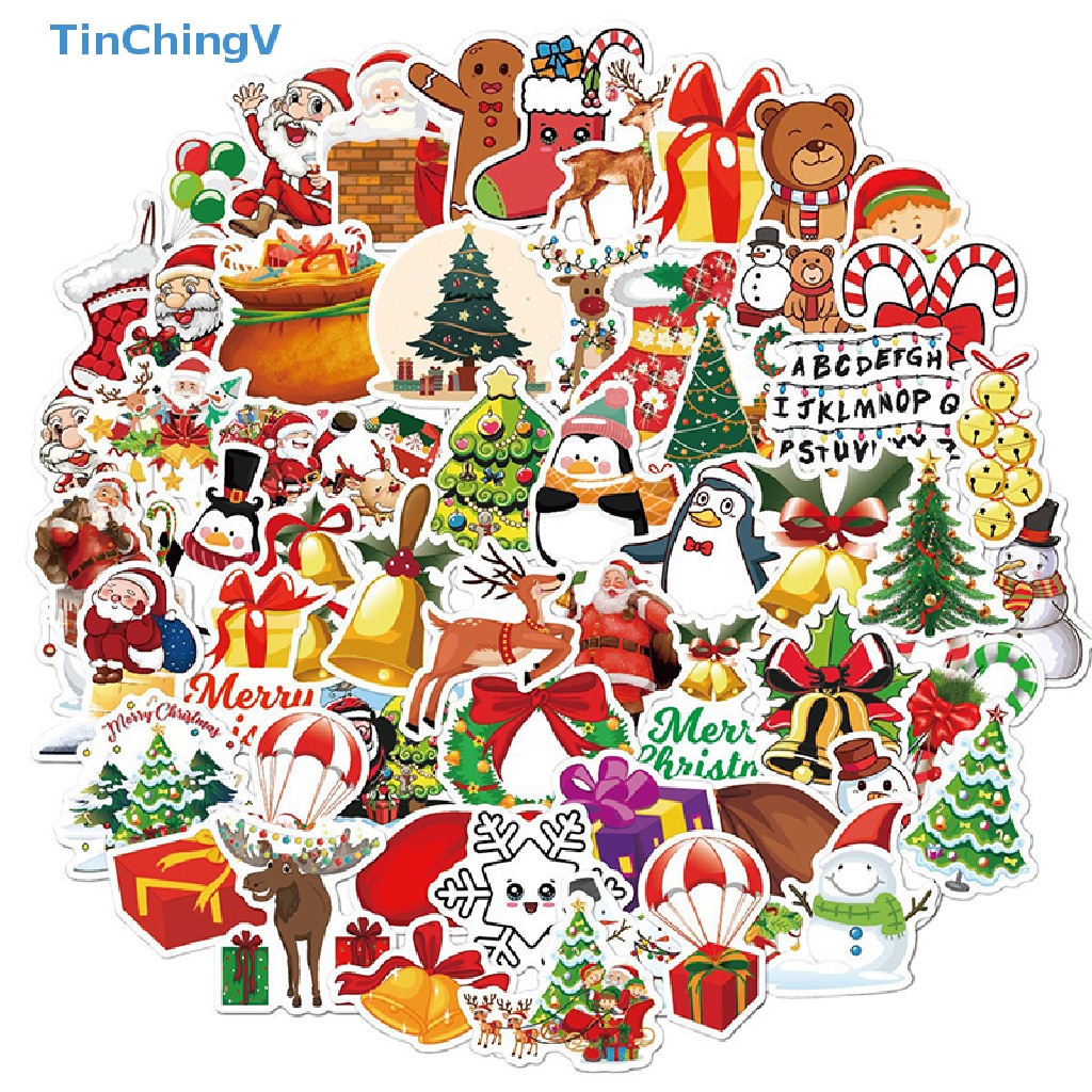 1 Bộ Sticker Dán Trang Trí Giáng Sinh Hình Ông Già Noel Và Bông Tuyết Hoạt Hình