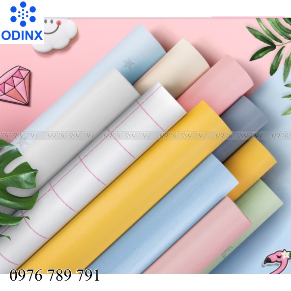 Giấy Dán Tường Màu Vàng Vân Nổi Có Keo Sẵn Cuộn 10m