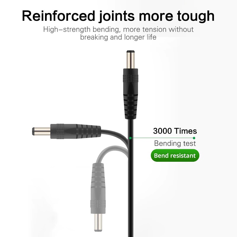 USB To DC 5V - 12V Charger Power Cable 5.5mm - 3.5mm Plug Jack Adapter  - Chiều dài 1M Dành cho router WiFi, đèn, loa