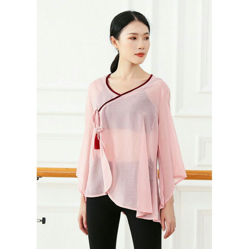 Áo múa cổ trang Trung Quốc gắn tua rua A49 - [ Đồ Múa Bảo Châu ORDER 15 Ngày ]